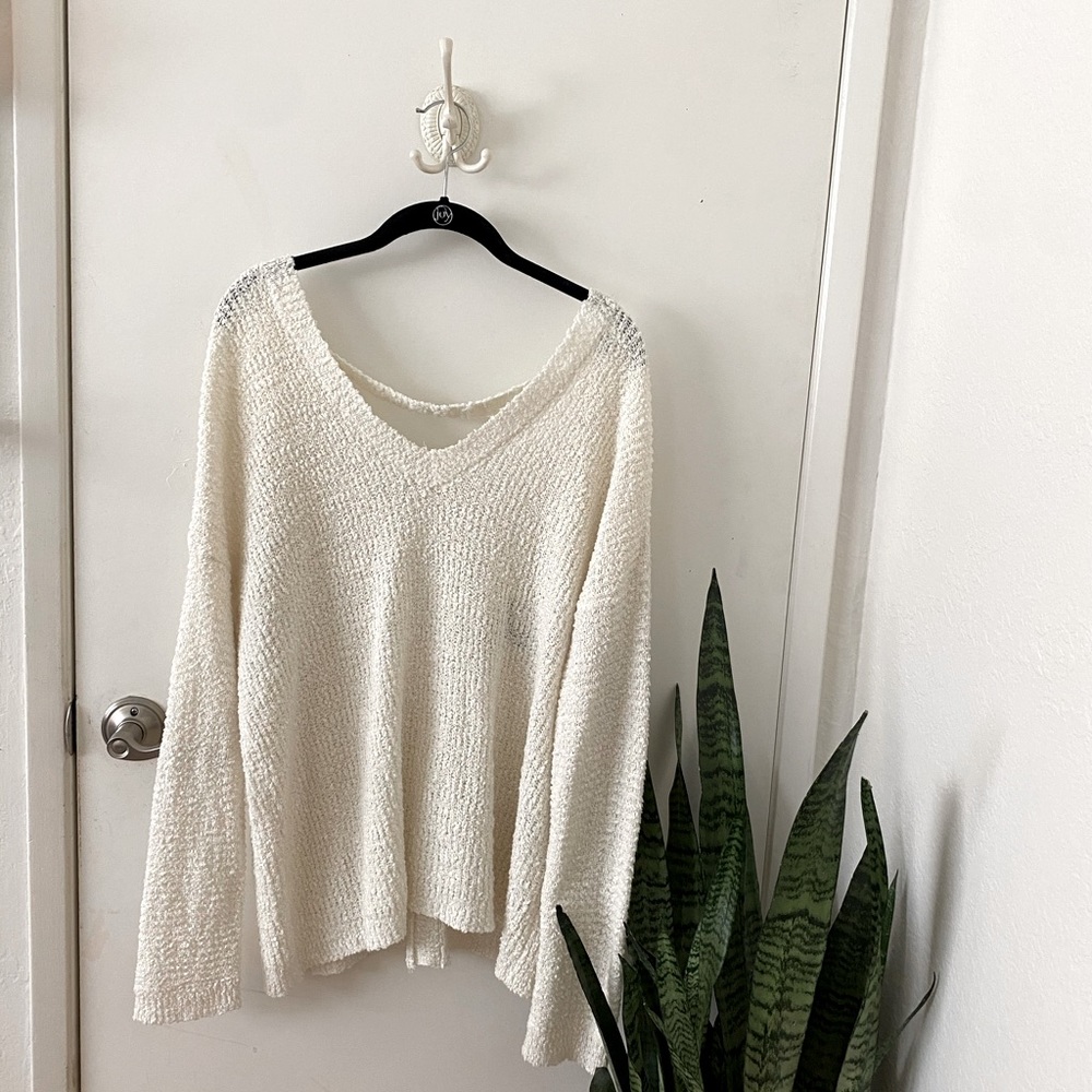 White Low Back Knit Sweater